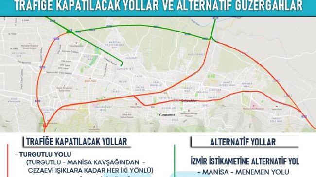 14 EKİM’DE TURGUTLU MANİSA’DA TRAFİĞE KAPATILACAK YOLLAR